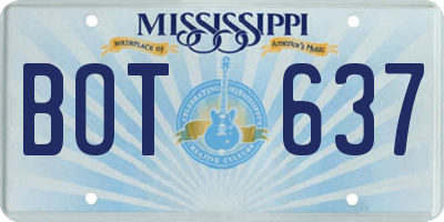 MS license plate BOT637