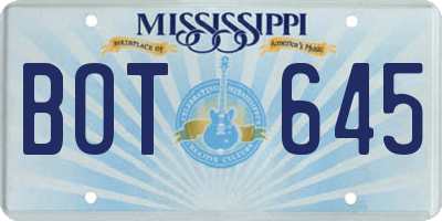 MS license plate BOT645