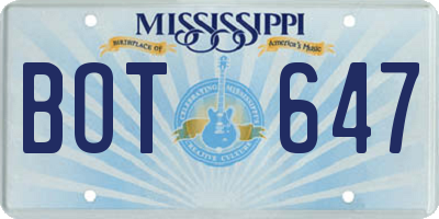 MS license plate BOT647