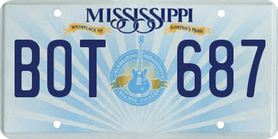 MS license plate BOT687