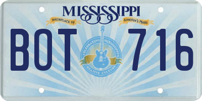 MS license plate BOT716