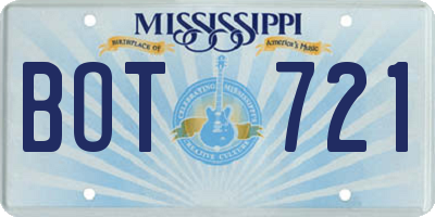 MS license plate BOT721
