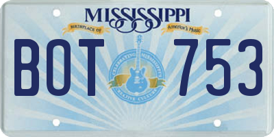 MS license plate BOT753
