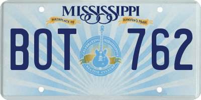 MS license plate BOT762