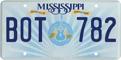 MS license plate BOT782