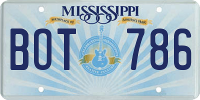 MS license plate BOT786