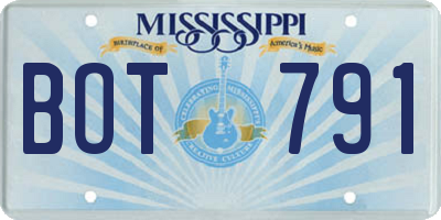 MS license plate BOT791