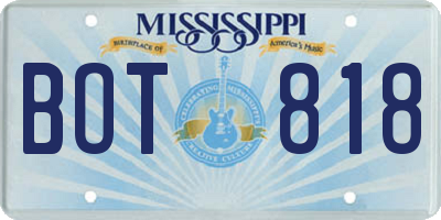 MS license plate BOT818
