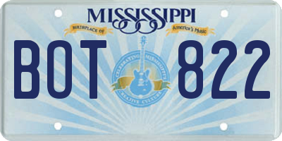 MS license plate BOT822
