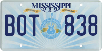 MS license plate BOT838