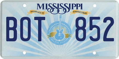 MS license plate BOT852