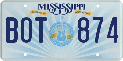 MS license plate BOT874
