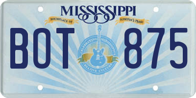 MS license plate BOT875