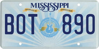 MS license plate BOT890
