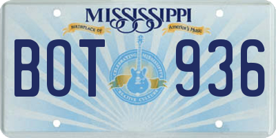 MS license plate BOT936