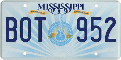 MS license plate BOT952