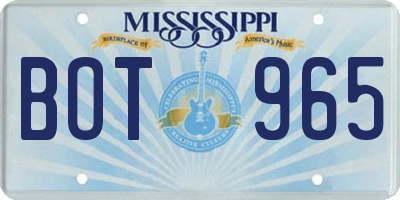MS license plate BOT965