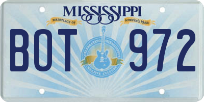 MS license plate BOT972