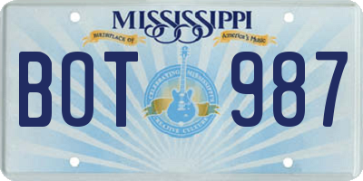 MS license plate BOT987