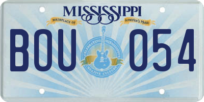 MS license plate BOU054