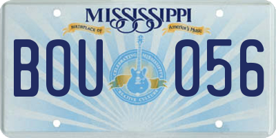 MS license plate BOU056