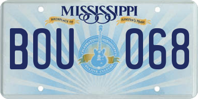 MS license plate BOU068