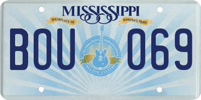 MS license plate BOU069