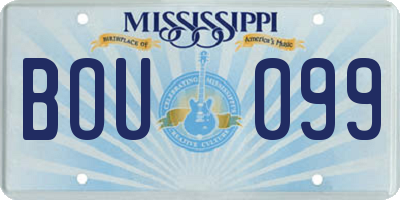 MS license plate BOU099