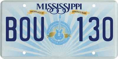 MS license plate BOU130