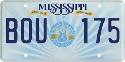 MS license plate BOU175