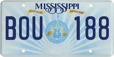 MS license plate BOU188