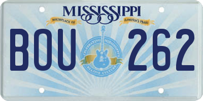 MS license plate BOU262