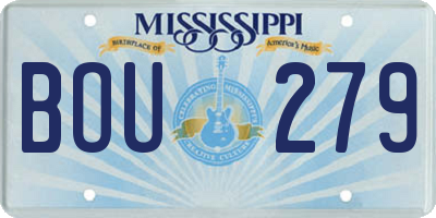 MS license plate BOU279