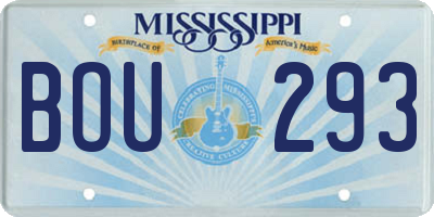MS license plate BOU293