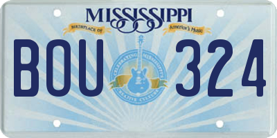 MS license plate BOU324