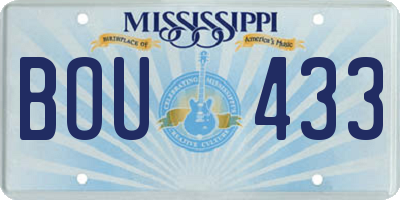 MS license plate BOU433
