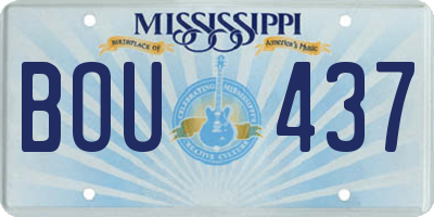 MS license plate BOU437