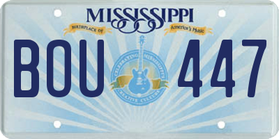 MS license plate BOU447