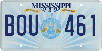 MS license plate BOU461
