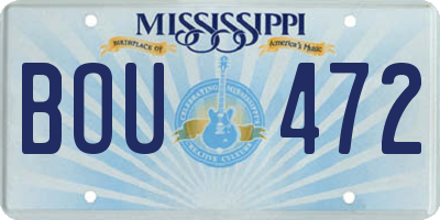 MS license plate BOU472