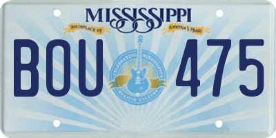 MS license plate BOU475