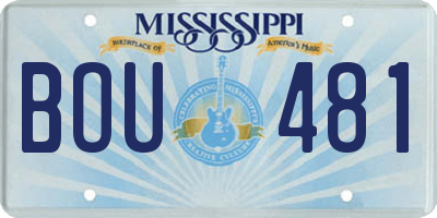 MS license plate BOU481