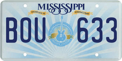 MS license plate BOU633