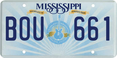 MS license plate BOU661