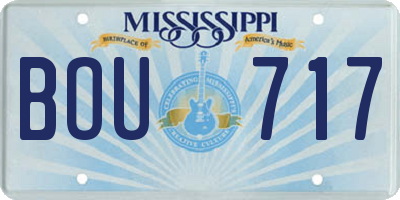 MS license plate BOU717