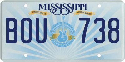 MS license plate BOU738