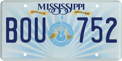 MS license plate BOU752