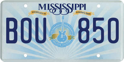 MS license plate BOU850