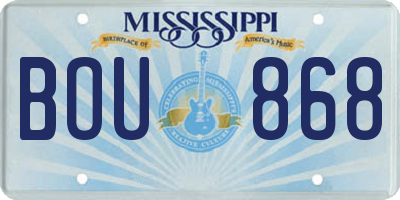 MS license plate BOU868