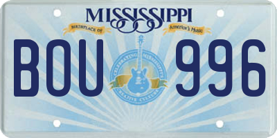 MS license plate BOU996